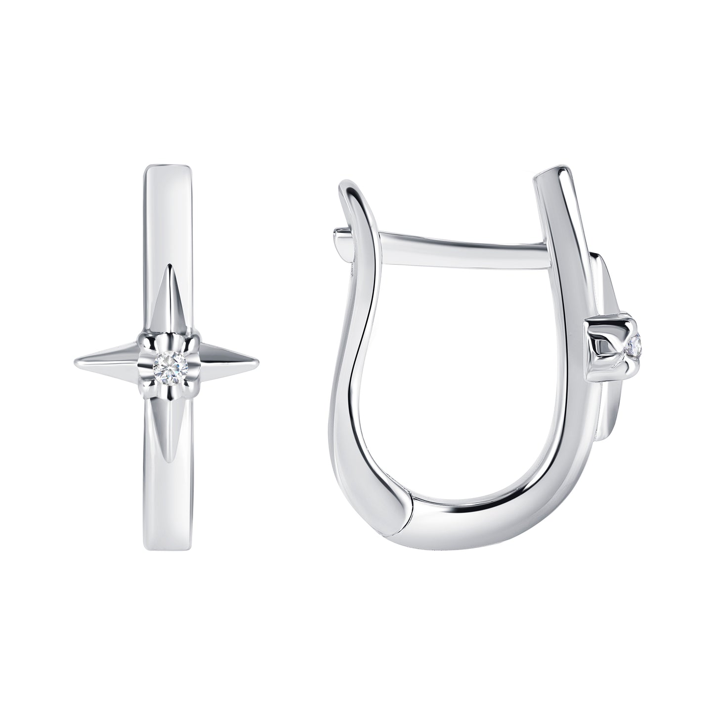 Silver 925 Rhodium Plated Hoop Earring. KE0573RHD