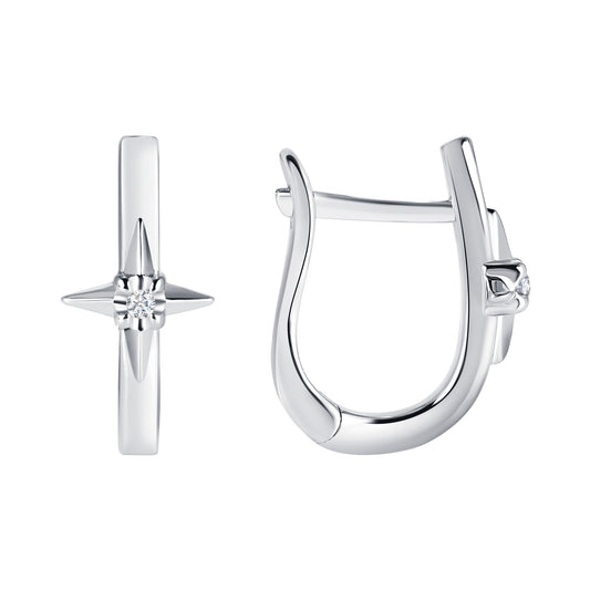 Silver 925 Rhodium Plated Hoop Earring. KE0573RHD