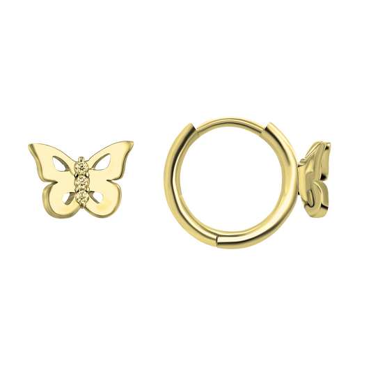 Silver 925 Gold Plated Blue Eye Cubic Zirconia Earring. KE0866GP