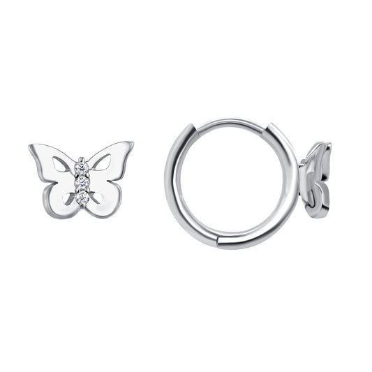 Silver 925 Rhodium Plated Blue Eye Cubic Zirconia Earring. KE0866RHD