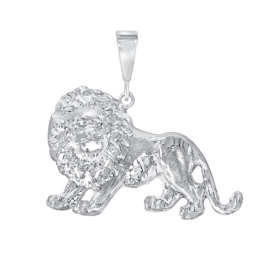 Silver 925 Lion Diamond Large Cut Pendant. LION01-L