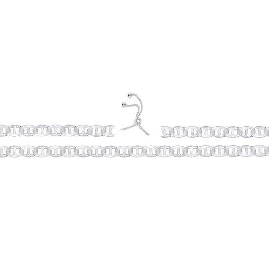 Silver 925 Rhodium Plated Marina 060 Adjustable Chain. MARINA060R-ADJ-22