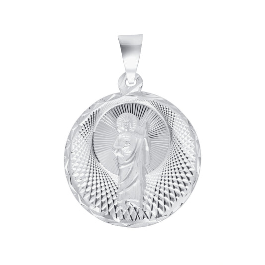 Silver 925 San Judas (Saint Jude)Diamond Cut Pendant. MEDA54