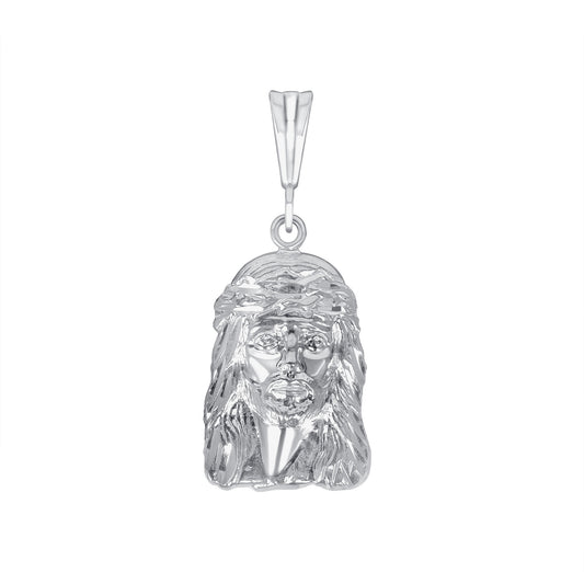 Silver 925 Jesus Head Diamond Cut Pendant. MEDA61