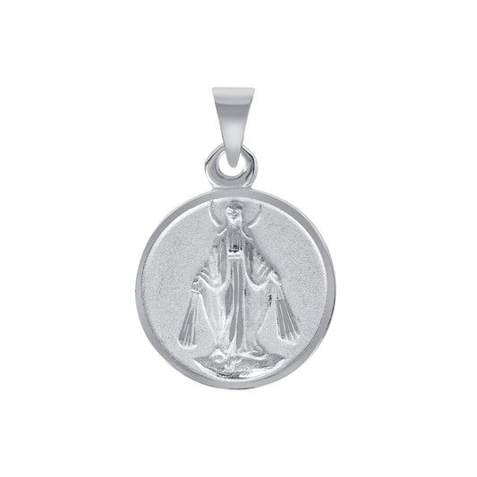 Silver 925 Virgin Small Miraculous Two-Sided Round Pendant. MEDA67