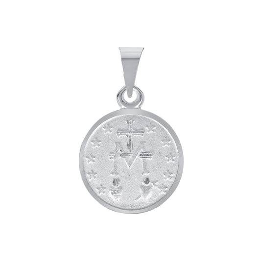 Silver 925 Virgin Small Miraculous Two-Sided Round Pendant. MEDA67