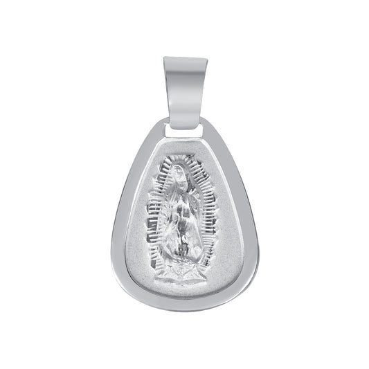 Silver 925 Virgin Mary (Virgen de Guadalupe) Tear Drop Shape Pendant. MEDA82