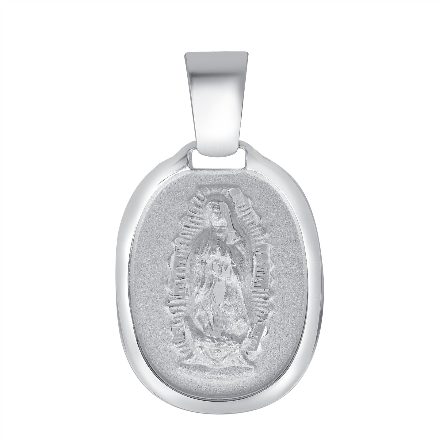 Silver 925 Virgin Mary Oval Shape Pendant. MEDA83