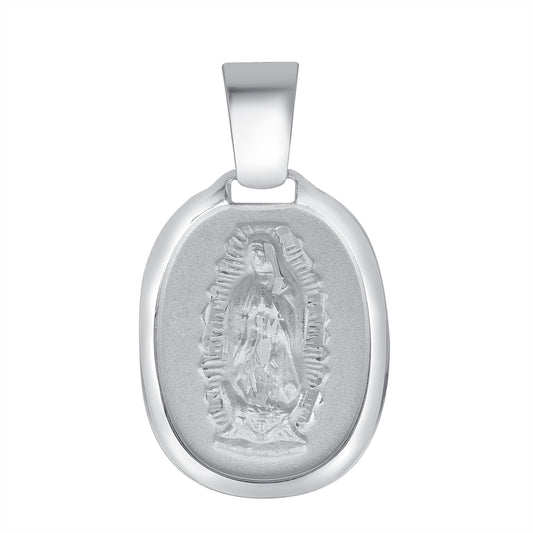 Silver 925 Virgin Mary (Virgen de Guadalupe) Oval Shape Pendant. MEDA83