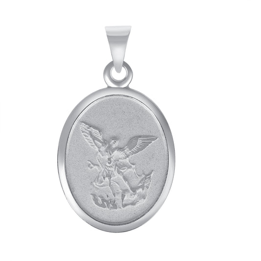 Silver 925 Saint Michael Oval Shape Pendant. MEDA86