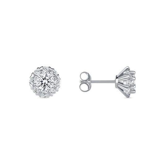 Silver 925 Rhodium Plated 5 mm. Moissanite Stud Earring. MHE00001-5MM