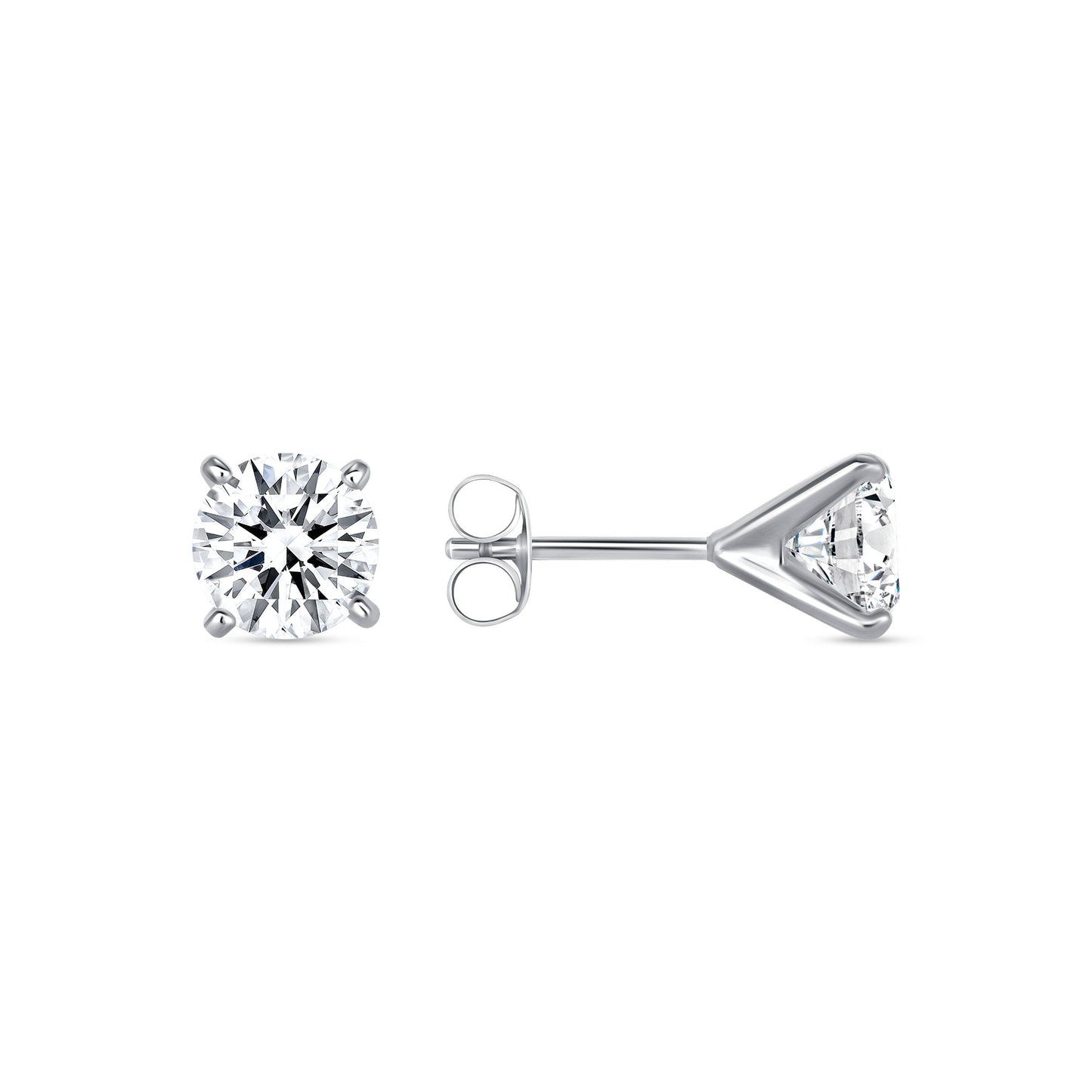 Silver 925 Rhodium Plated 7 mm. Round Moissanite Stud Earring. MHE00005-7MM