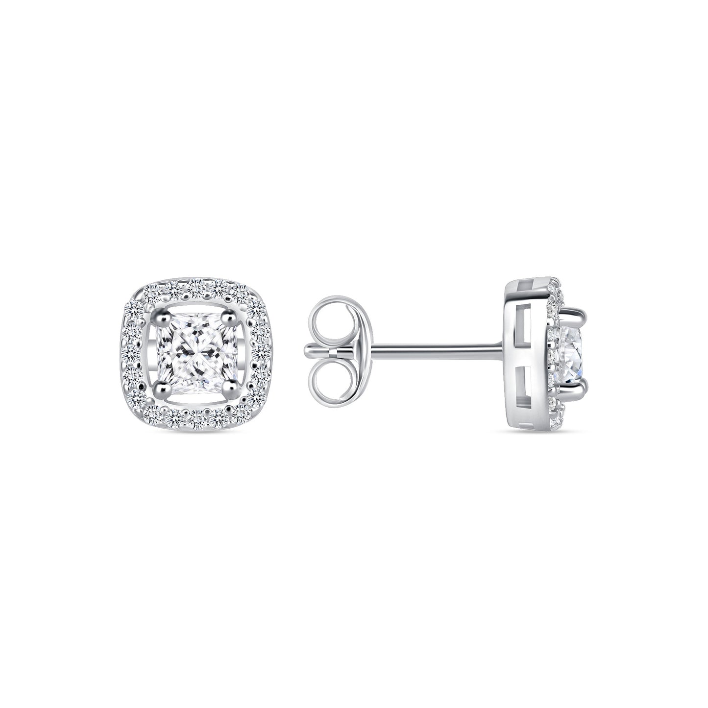 Silver 925 Rhodium Plated 0.4 Carat Round Moissanite Stud Earring. MHE00011-0.4CT