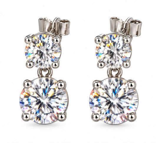 Double Round Drop Stud Earrings