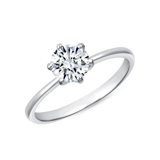 Silver 925 Rhodium Plated 1 Carat Moissanite Solitaire Ring. MHR00001-1CT