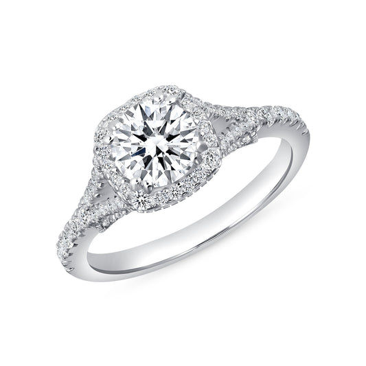 Silver 925 Rhodium Plated 1 Carat Moissanite Solitaire Ring. MHR00004-1CT