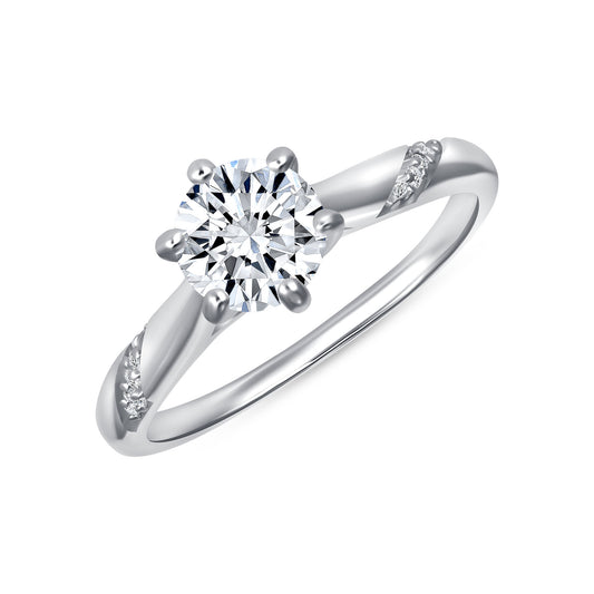 Silver 925 Rhodium Plated 1 Carat Moissanite Solitaire Ring. MHR00012-1CT