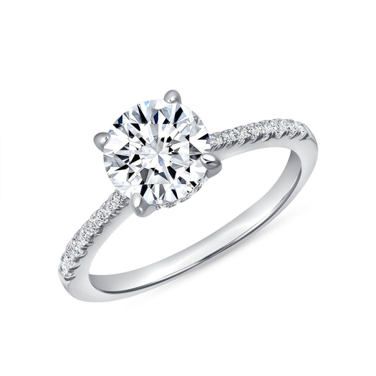 Silver 925 Rhodium Plated 2 Carat Moissanite Solitaire Ring. MHR00015-2CT