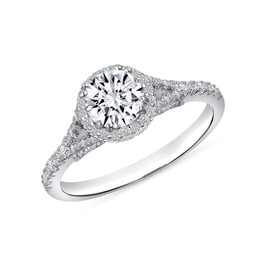 Silver 925 Rhodium Plated 1 Carat Moissanite Round Solitaire Ring. MHR00019-1CT