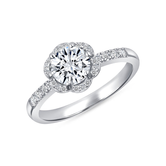 Silver 925 Rhodium Plated 1 Carat Moissanite Solitaire Ring. MHR00021-1CT