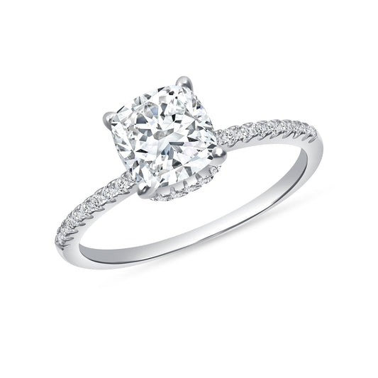 Silver 925 Rhodium Plated 2 Carat Moissanite Solitaire Ring. MHR00024-2CT