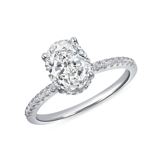 Silver 925 Rhodium Plated 2 Carat Moissanite Solitaire Ring. MHR00040-2CT