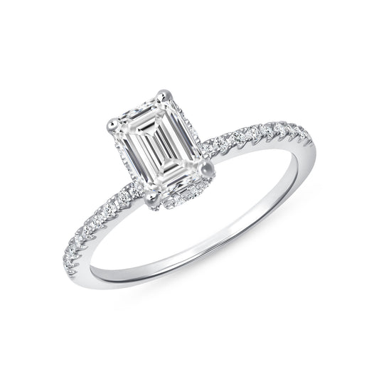 Silver 925 Rhodium Plated 1 Carat Moissanite Rectangle Solitaire Ring. MHR00042-1CT