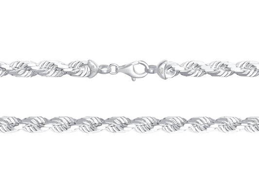 Silver 925 10 mm. Handmade Rope Diamond Cut Chain. ROPE190