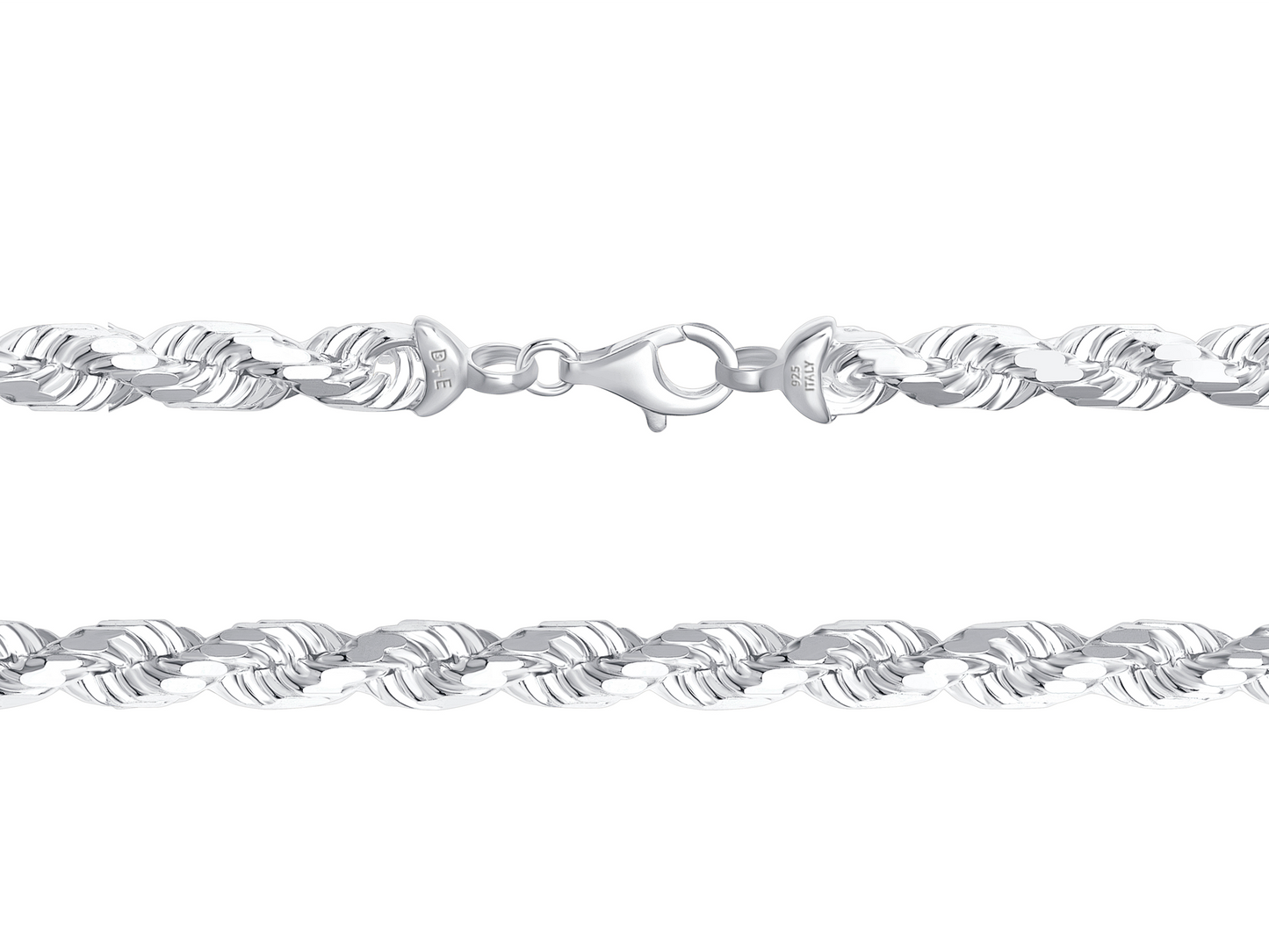 Silver 925 11 mm. Handmade Rope Diamond Cut Chain. ROPE195