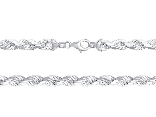 Silver 925 9mm. Handmade Rope Diamond Cut Chain. ROPE180