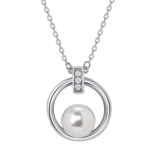 Silver 925 Rhodium Plated White Pearl Set. SETDGN1406RHD