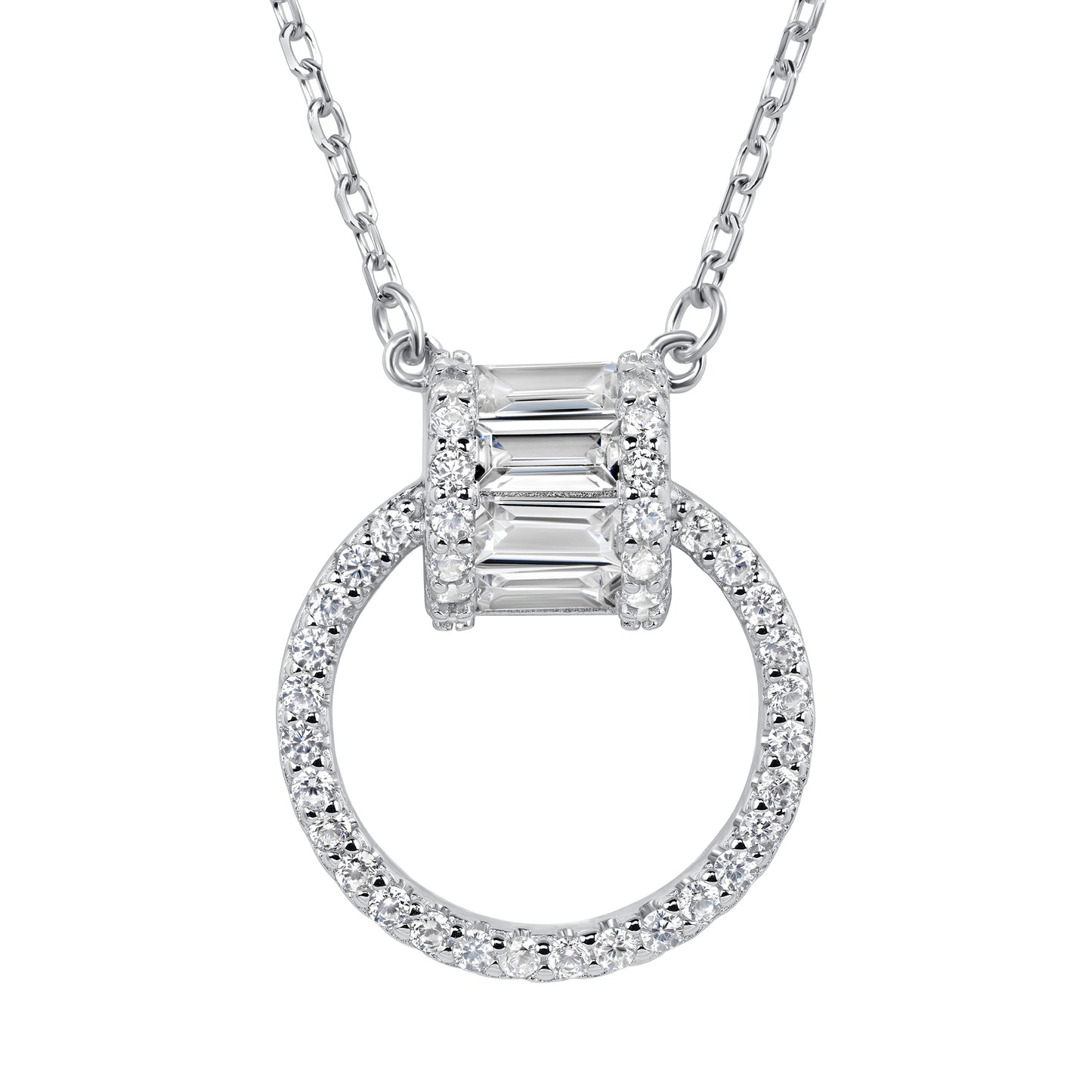 Silver 925 Rhodium Plated Round Shape Set. SETDGN1409CLR