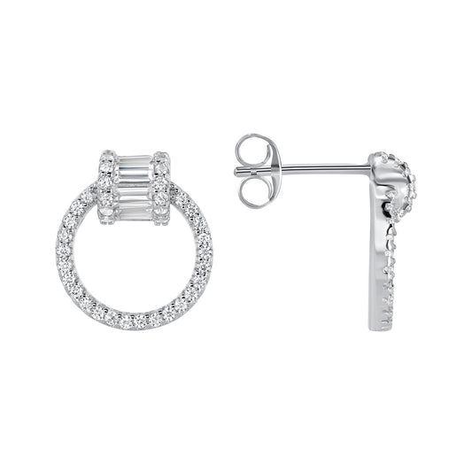 Silver 925 Rhodium Plated Round Shape Set. SETDGN1409CLR