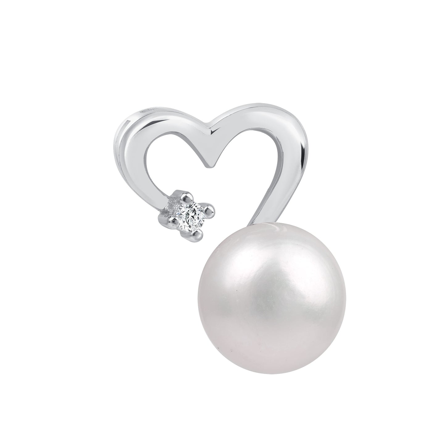 Silver 925 White Pearl Cubic Zirconia Heart Set. SETDGP1797