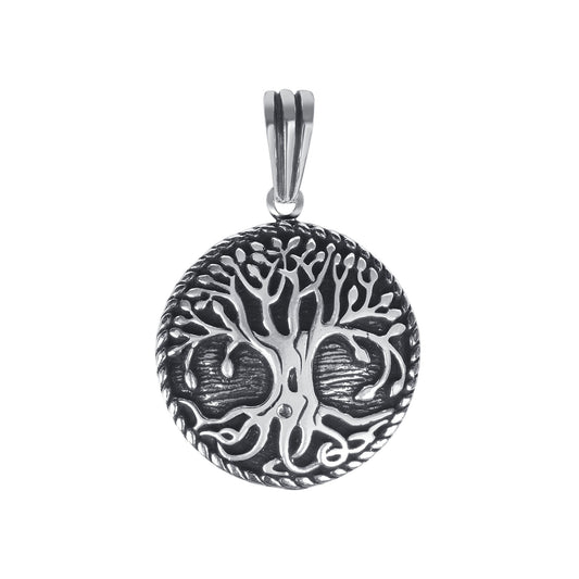 Silver 925 Tree of Life Oxidized Rope Edge Pendant. TREE03