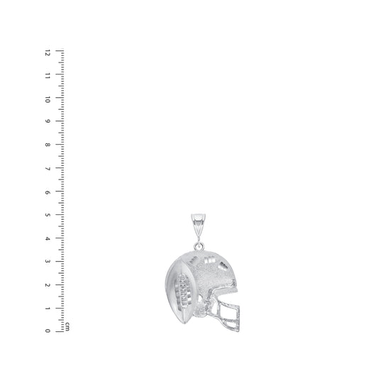 Silver 925 Football Helmet with Ball Diamond Cut Small Pendant. FBALL01-S
