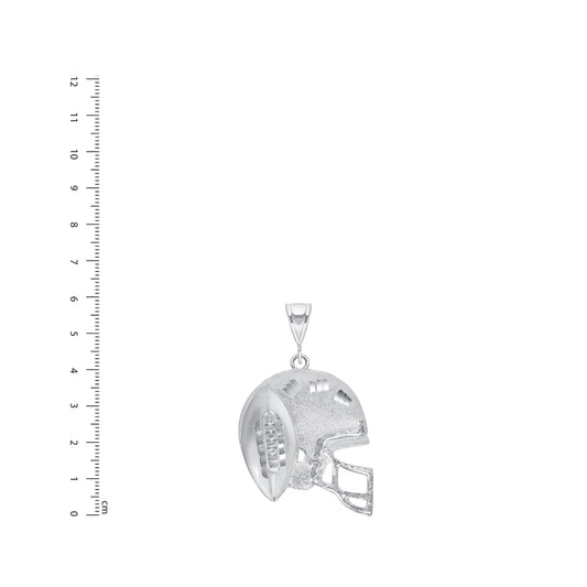 Silver 925 Football Helmet with Ball Diamond Cut Medium Pendant. FBALL01-M
