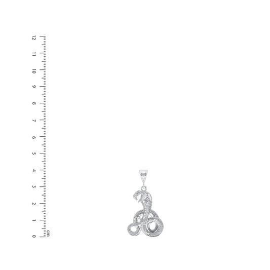 Silver 925 Cobra Snake Diamond Cut Facing Side Small Pendant. SNAKE01-S