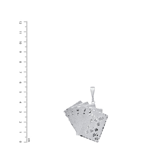 Silver 925 Playing Cards Royal Flush Medium Diamond Cut Pendant. CARDS01-M