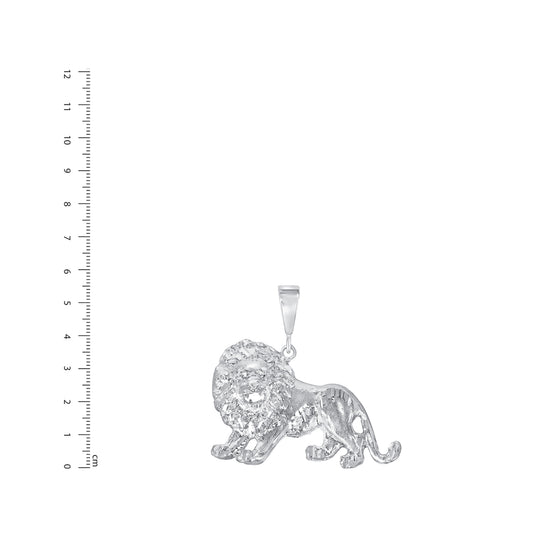 Silver 925 Lion Diamond Small Cut Pendant. LION01-S