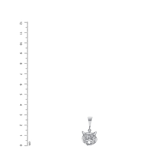 Silver 925 Tiger Head with Teeth Diamond Cut Pendant. TIGER01