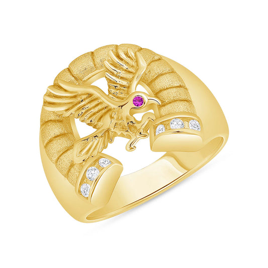 Silver 925 Gold Plated Cubic Zirconia Eagle Ring. DGR2025G