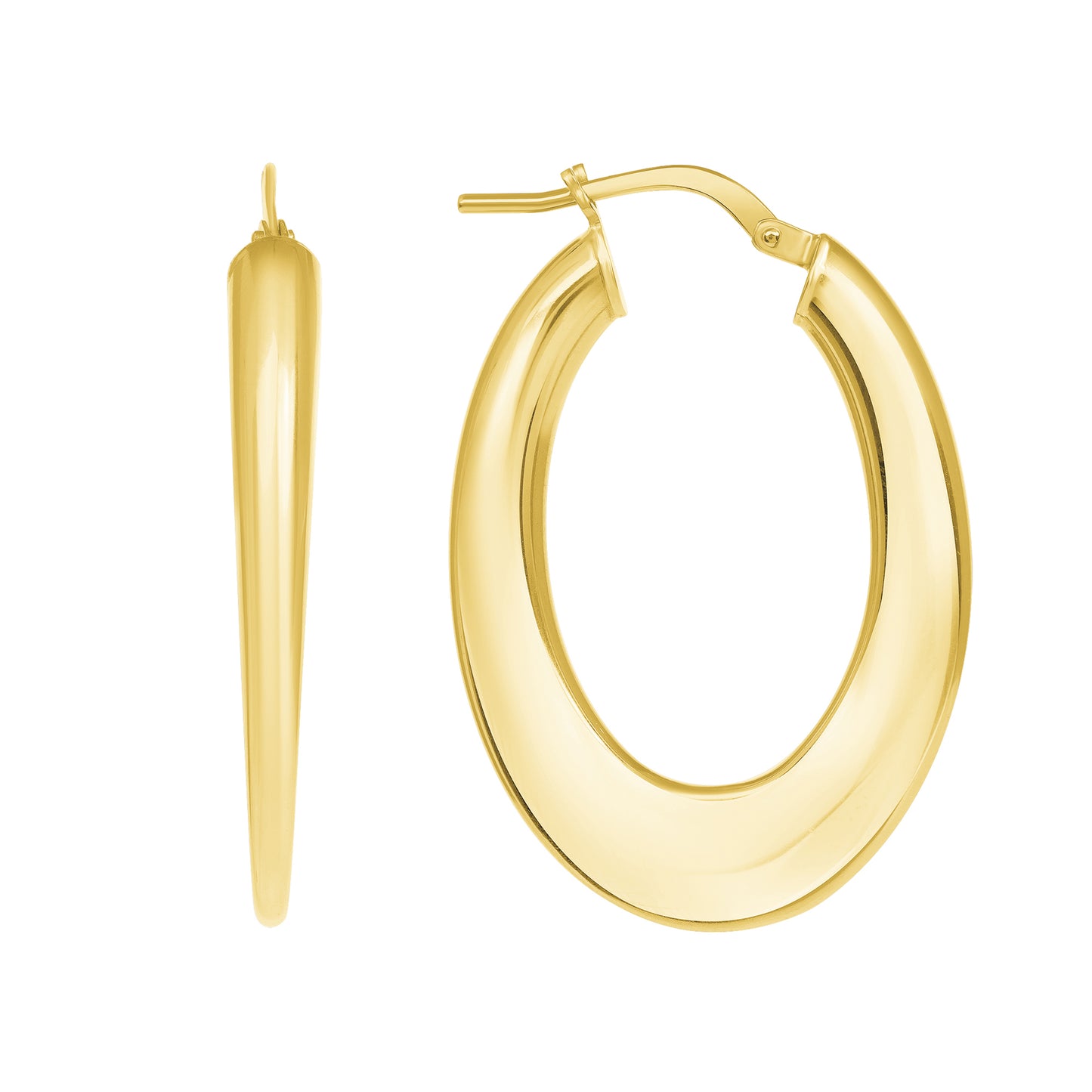 Silver 925 Gold Plated Oval Hoop Earrings. ITE293-20MMG