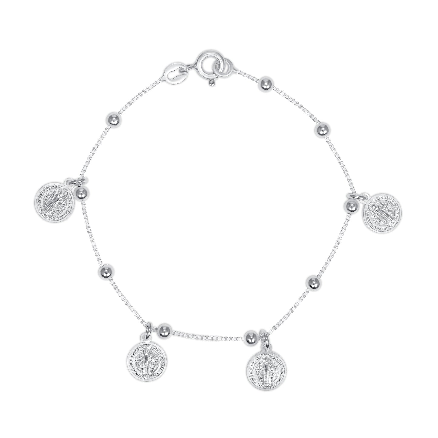 Silver 925 San Benito Round Charm Bracelet. SANB08