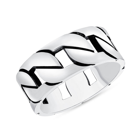 Silver 925 Chain Design Oxidized Men Ring. ALO81