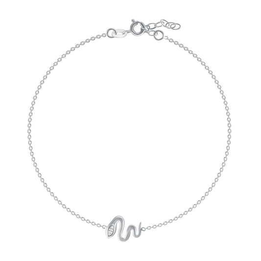 ANK02. Silver 925 Rhodium Plated Snake Anklet