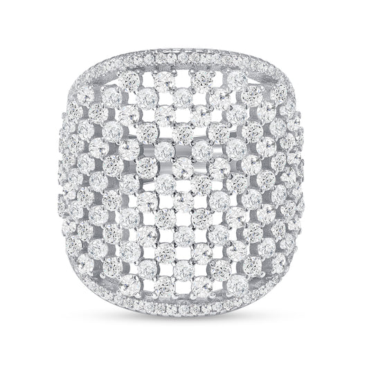 Silver 925 Rhodium Plated Fancy Multi Strand Cubic Zirconia Band. ATR15