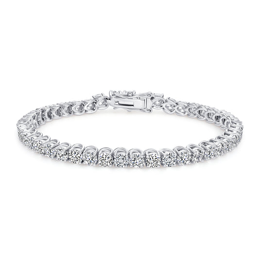 BB0603-8. Silver 925 Rhodium Plated Cubic Zirconia 4 mm. Tennis Bracelet