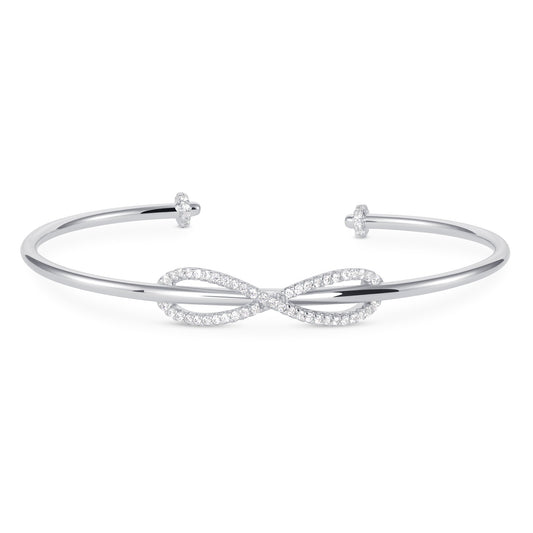 Silver 925 Rhodium Plated Pave Style Infinity Cubic Zirconia Bangle. BG1046RHD