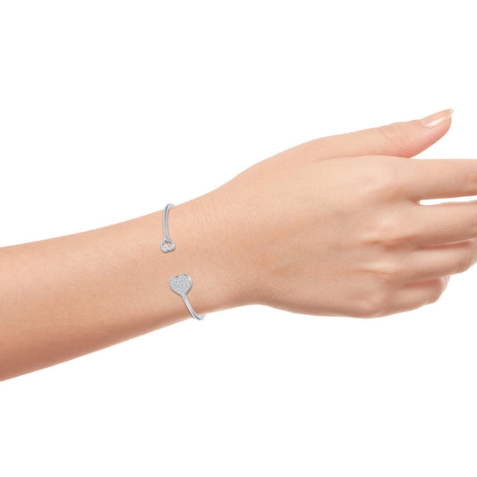 Sterling Silver 2 Heart Endless Cuff Bangle